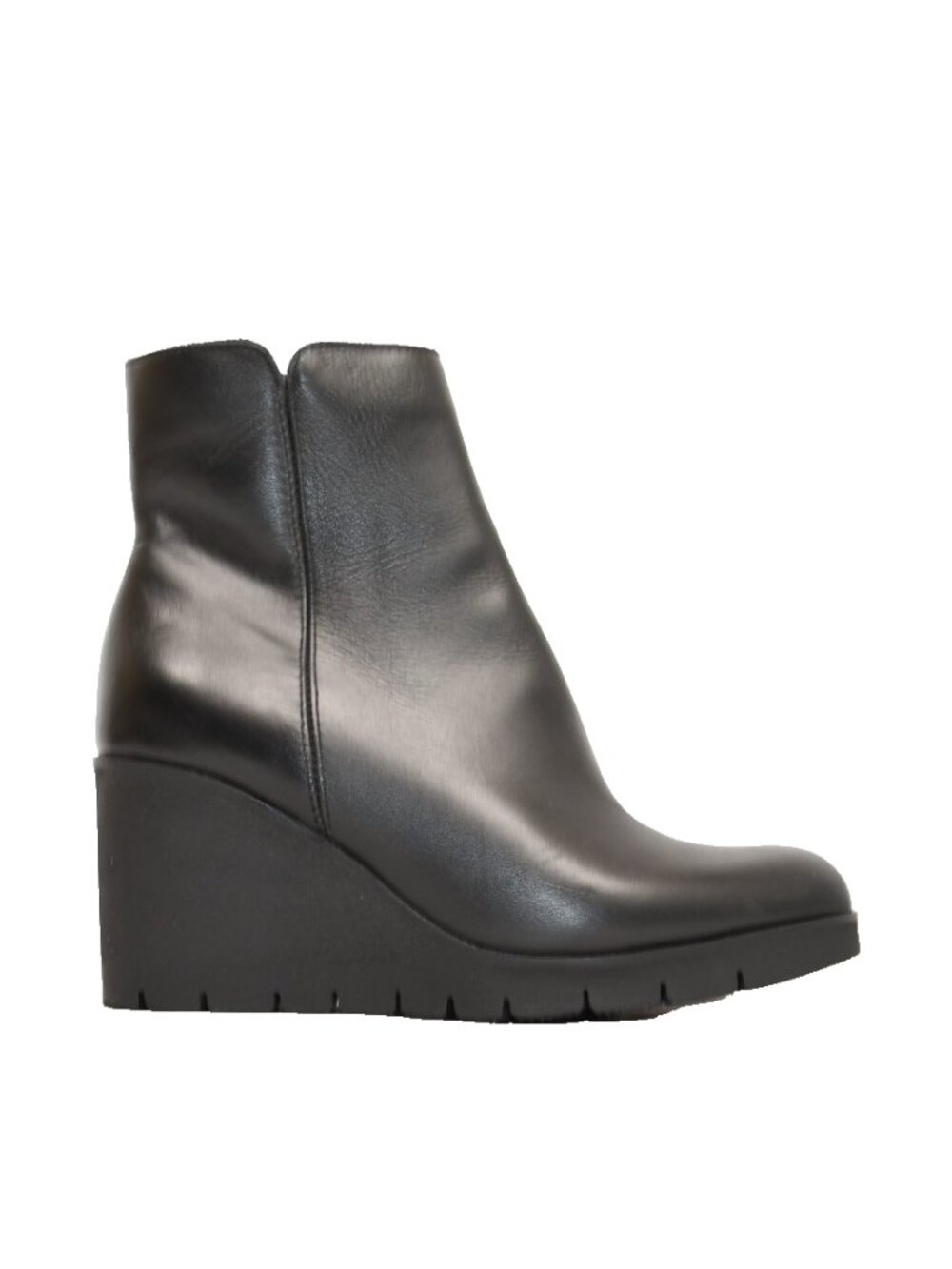 New! La Canadienne Go Leather Wedge Bootie Size 10 Black Platform DD547